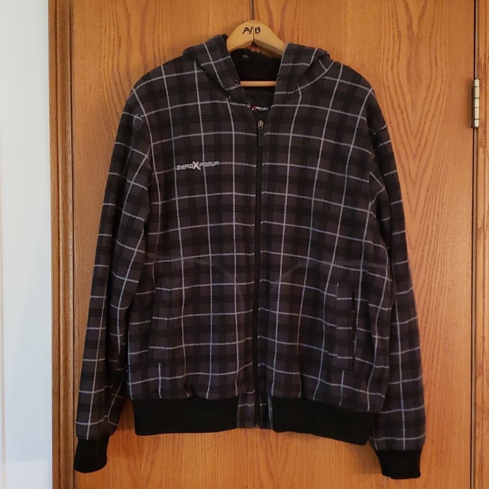 Zero Xposur Fleece Lined Gray Plaid Jacket Sz L